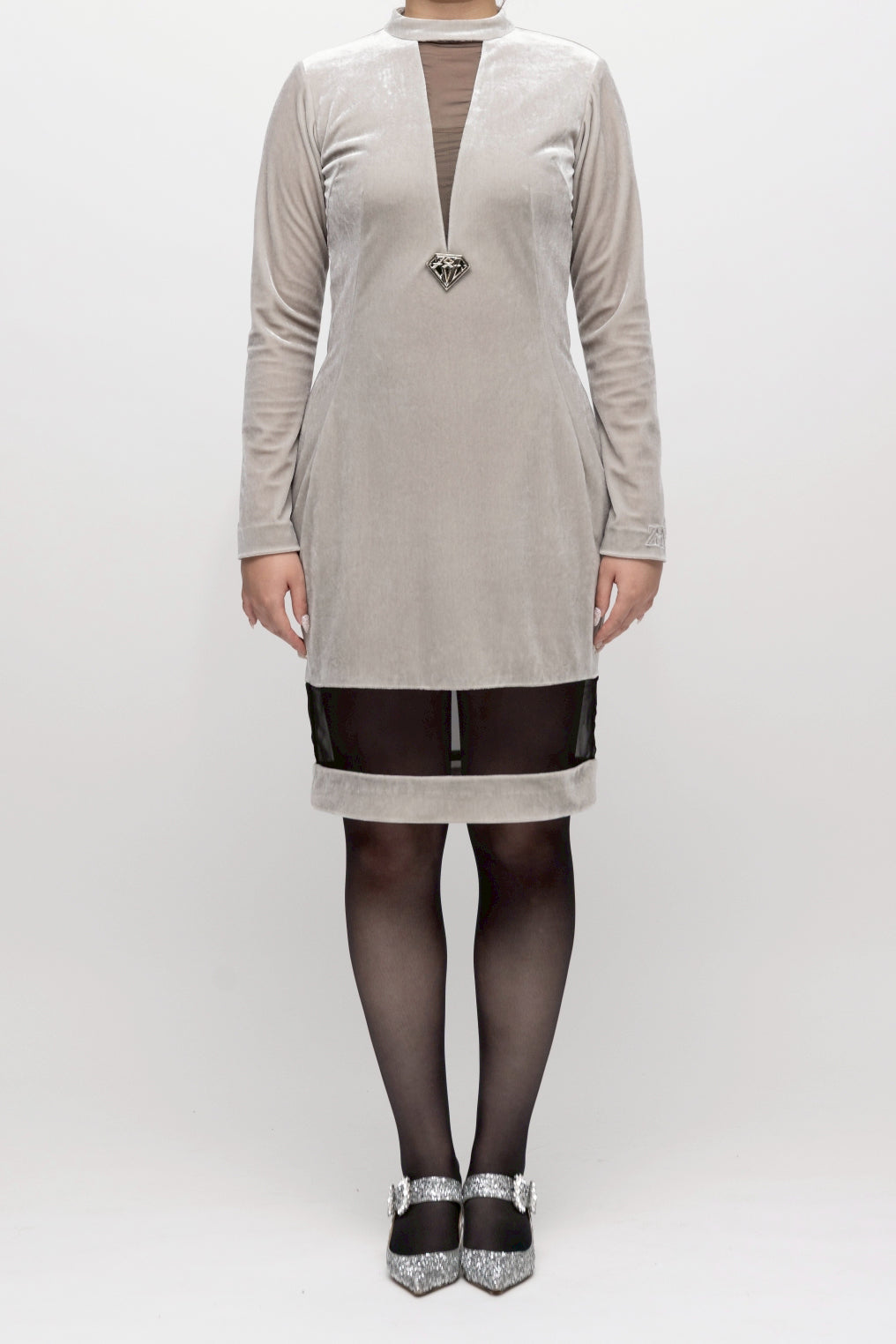 “ソーニョベルルッタ” ミドル丈ワンピース  シルバー